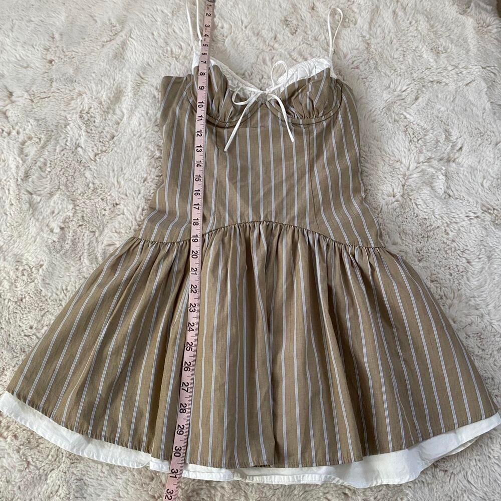 Nia Cream and Brown Peasant Striped Mini Dress - Picture 8 of 11